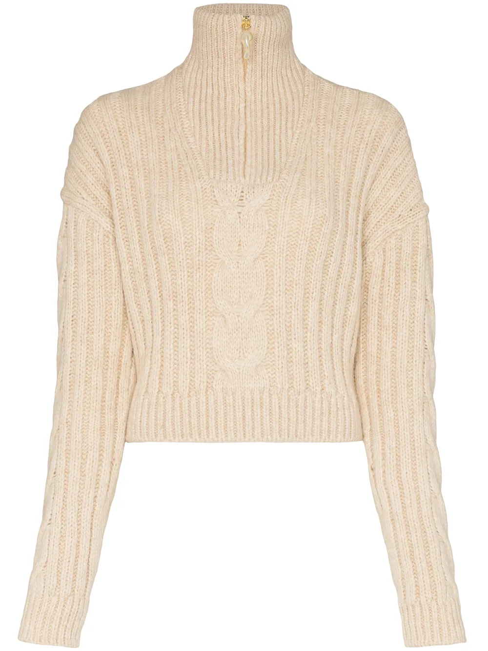 Nanushka Knits ERIA CROPPED CABLE KNIT SWEATER