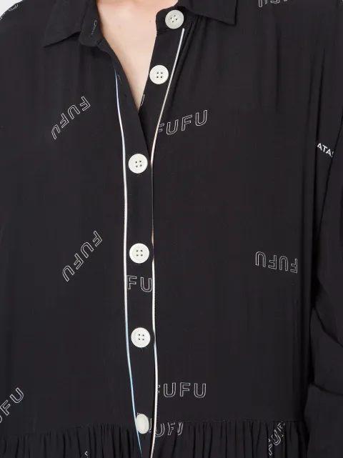 NATASHA ZINKO FUFU PRINT FLARED DRESS