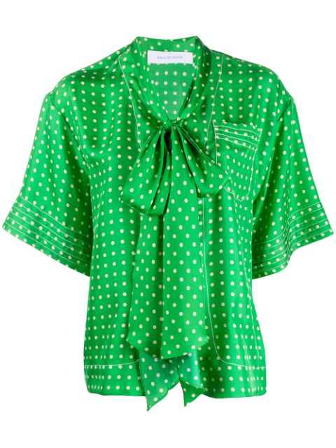 Walk Of Shame Dotted Blouse Top - Green