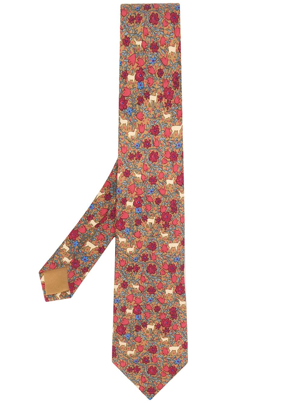 2000 pre-owned floral deer patterned tie