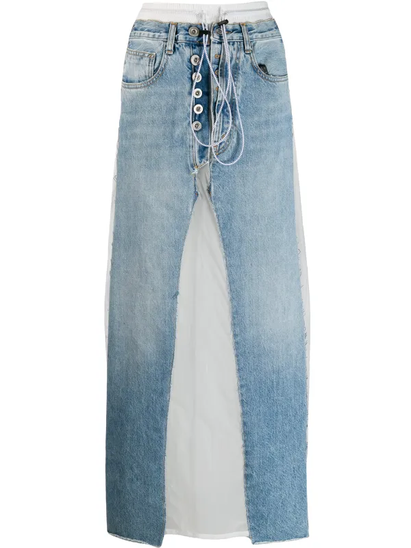 patch jean skirt