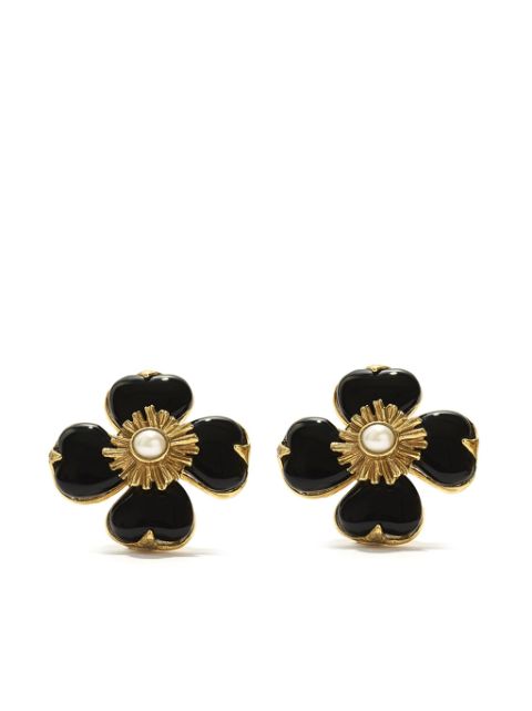 Goossens flower-motif clip-on earrings