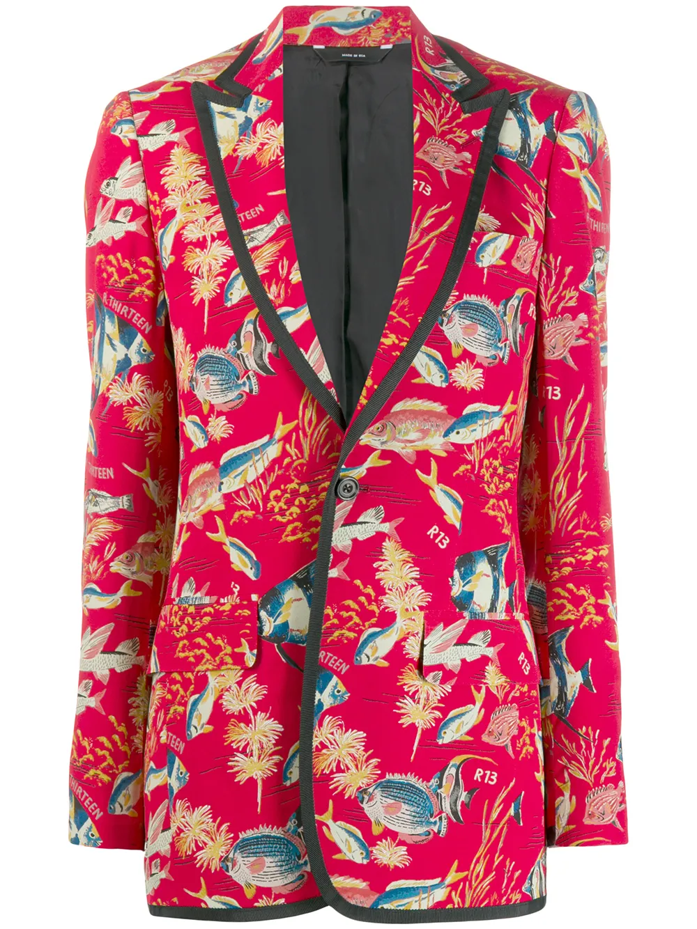 R13 Blazers R13 BLAZER MIT FISCH-PRINT - ROT