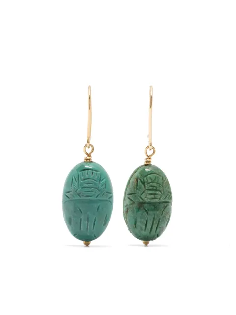 Aurelie Bidermann  18kt yellow gold Scarabs turquoise earrings