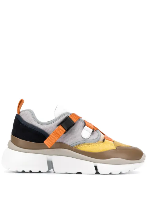 Click to view more detailed imagery on our partner's website ChloÉ 'Sonnie' Chunky Outsole Low Top Patchwork Sneakers In Brown