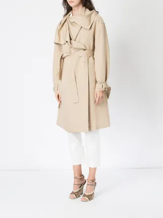 draped collar trench coat展示图