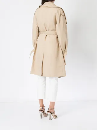 draped collar trench coat展示图