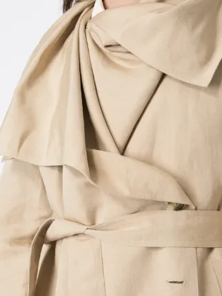 draped collar trench coat展示图