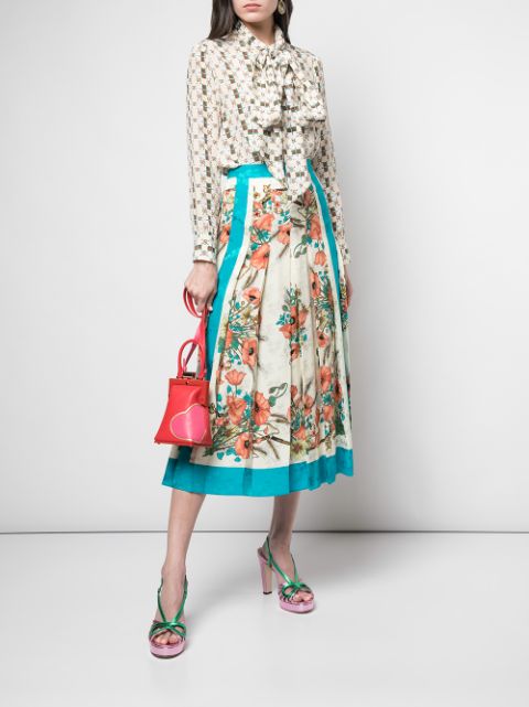 Gucci Floral Print Pleated Skirt - Farfetch