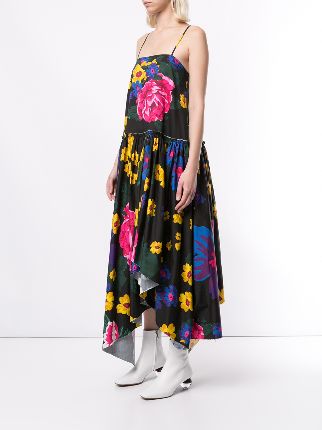 flared asymmetrical dress with giant flower展示图