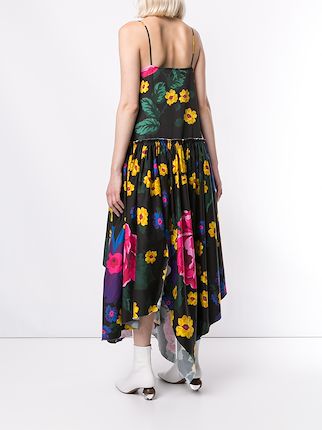 flared asymmetrical dress with giant flower展示图