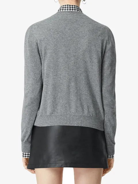 Burberry Logo Detail Cashmere Cardigan In Grey
