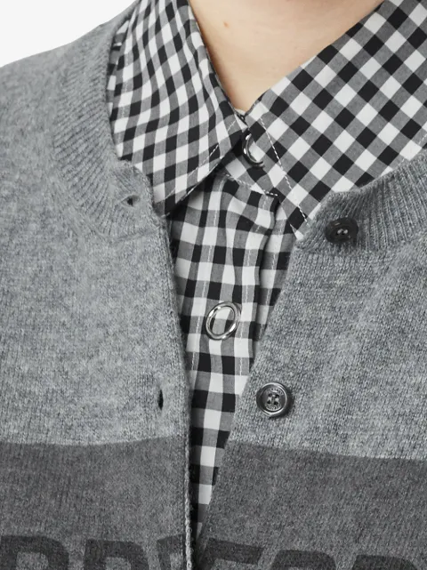 Burberry Logo Detail Cashmere Cardigan In Grey