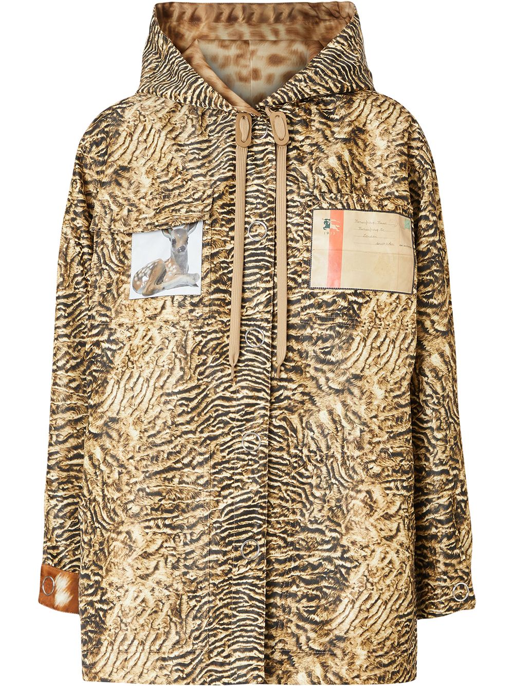 фото Burberry куртка с капюшоном и тигровым принтом