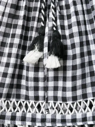 checked tassel sleeveless top展示图