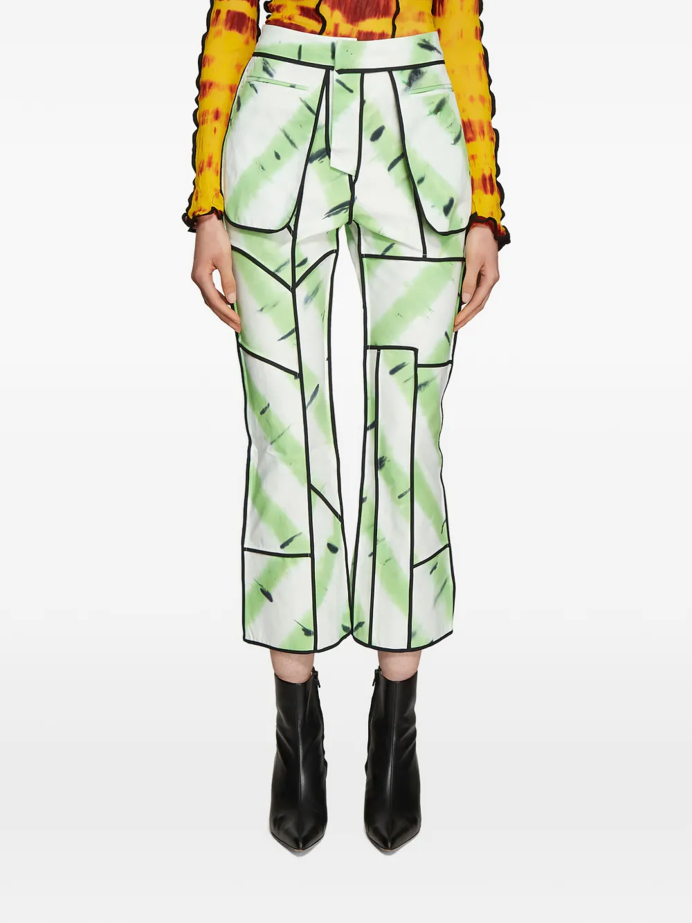 Asai Pantaloni con design patchwork - Verde