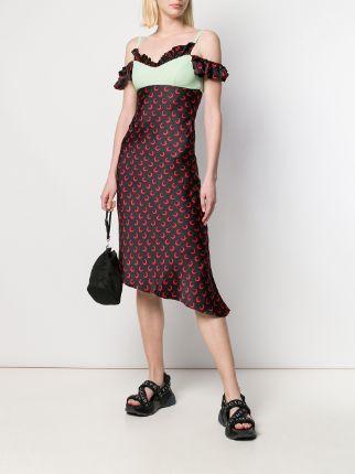 Moon print asymmetric slip dress展示图