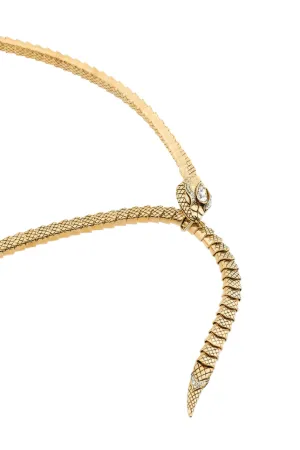 Crystal-Embellished Snake Chain Belt 