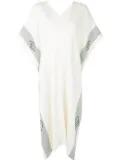 VOZ diamante pattern poncho - White