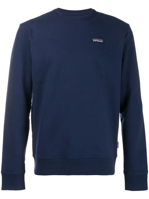 Click to view more detailed imagery on our partner's website Patagonia P-6 Logo-appliquéd Fleece-back Jersey Sweatshirt In Blue