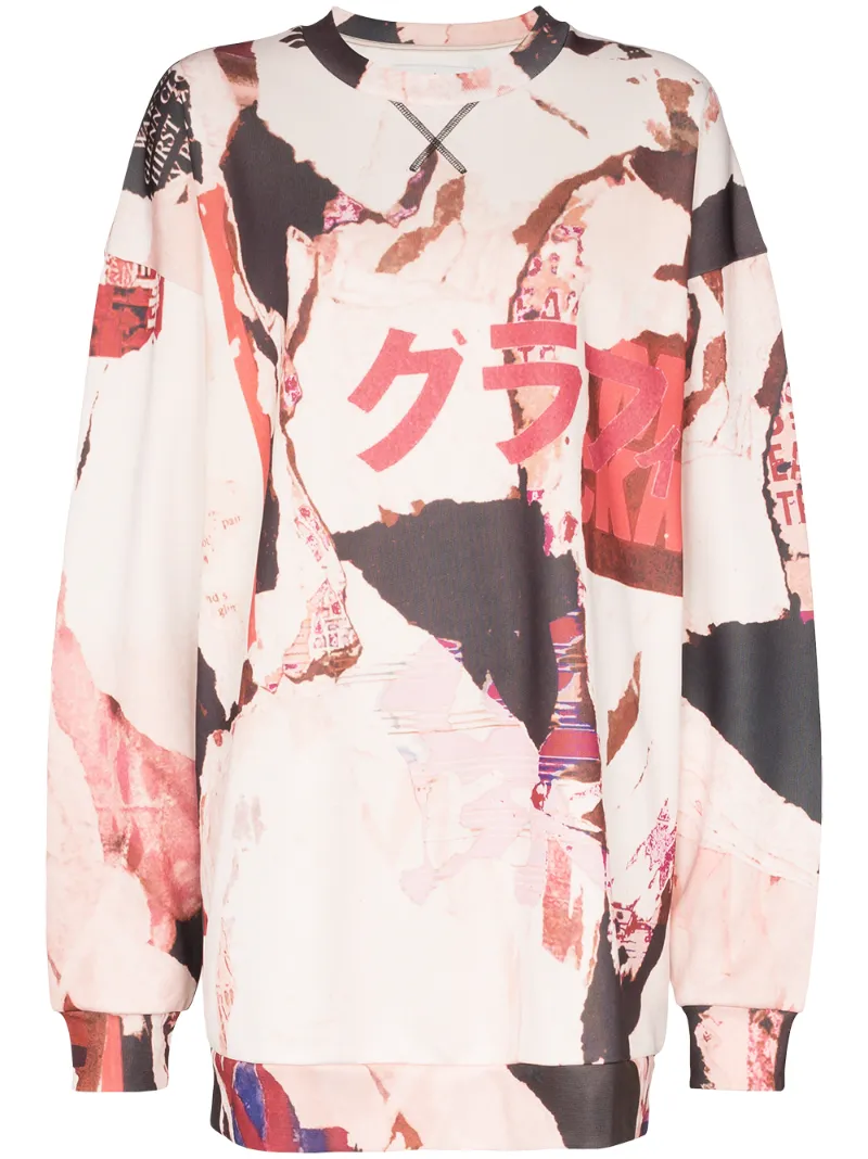Marques' Almeida T-shirts MARQUES'ALMEIDA GRAFFITI PRINT SWEATSHIRT - WHITE