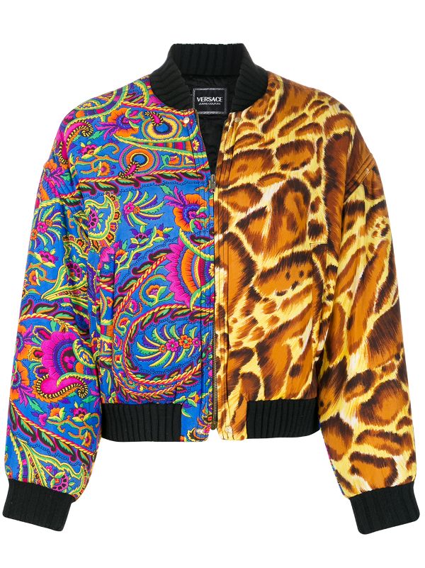 mixed print bomber jacket