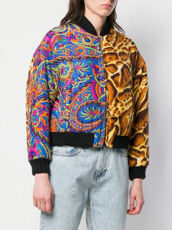 mixed print bomber jacket