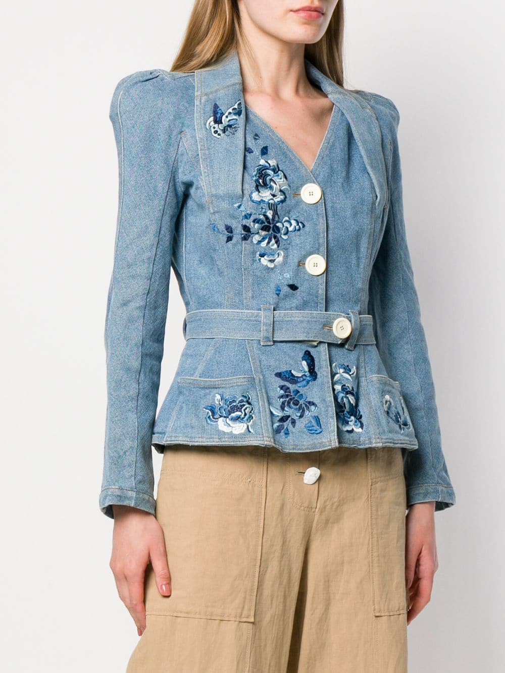 джинсовая куртка с поясом pre-owned Christian Dior 140130385156
