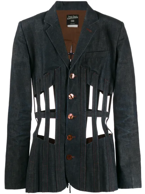 Jean Paul Gaultier Pre-Owned سترة جينز بتصميم قفص
