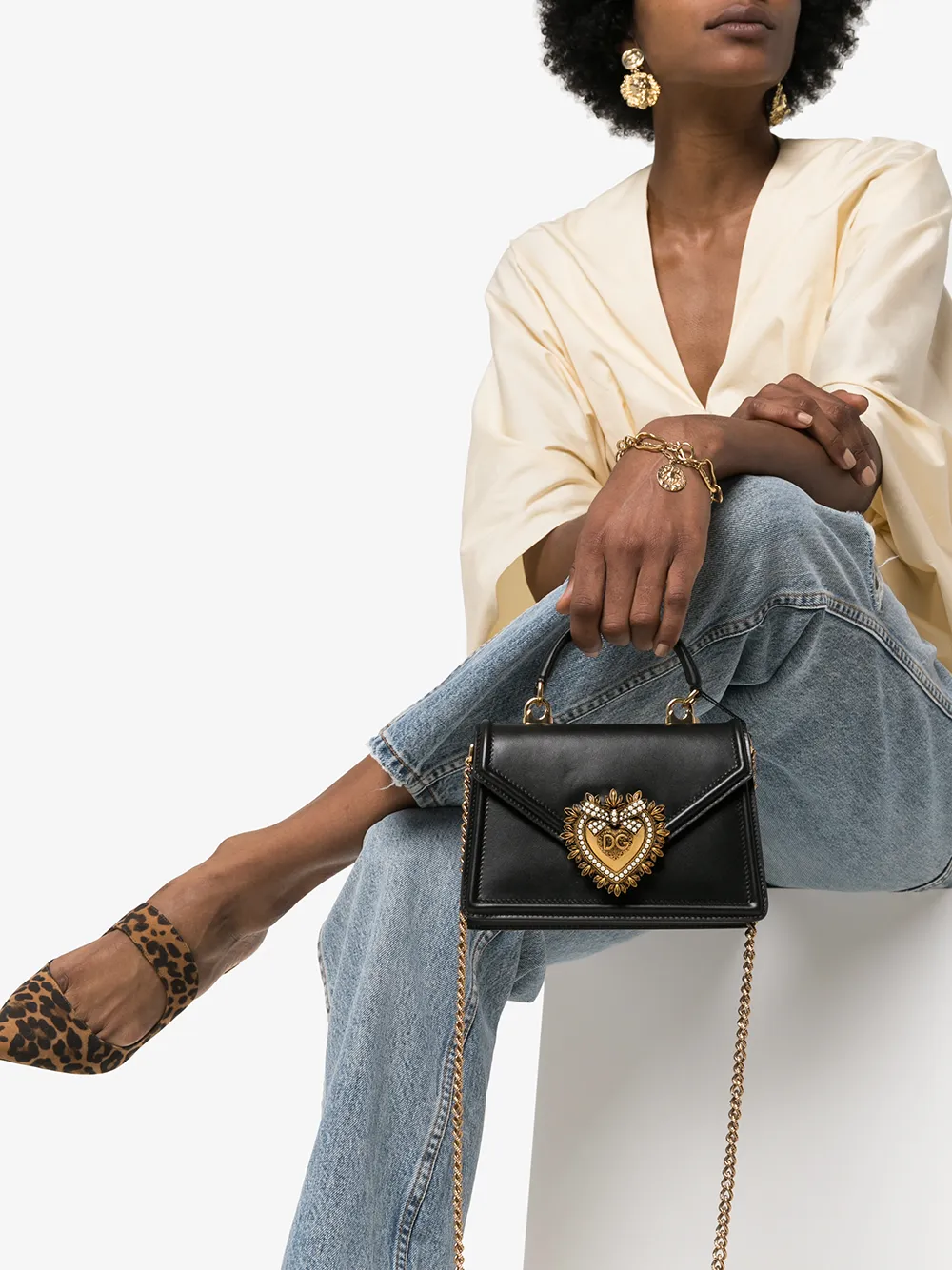Dolce & Gabbana Devotion Small Leather Bag In Black