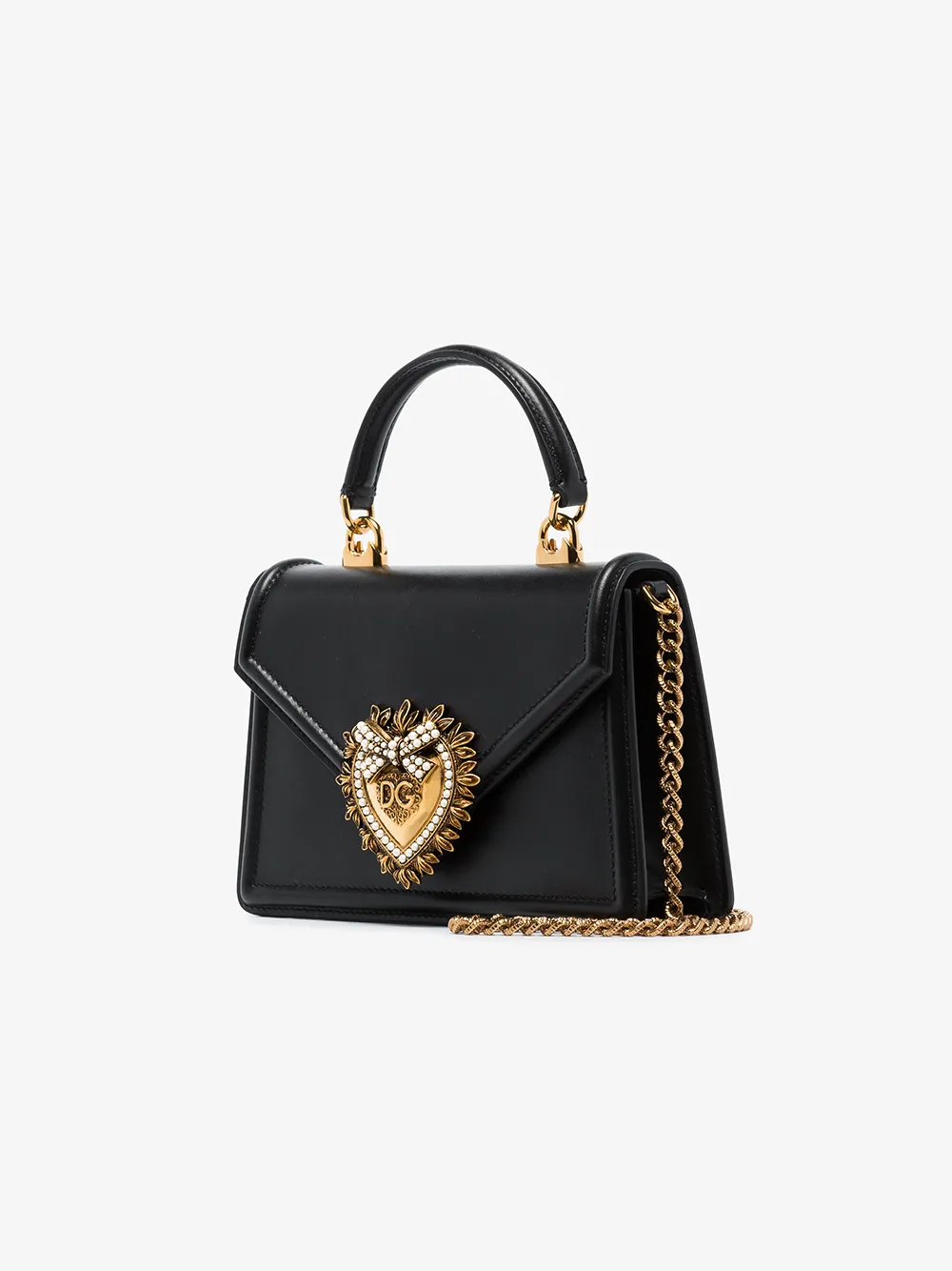 Dolce & Gabbana Devotion Small Leather Bag In Black