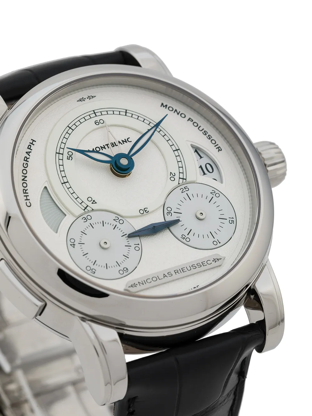  Montblanc 'nicolas Rieussec' Chronograph, 43mm   Schwarz 
