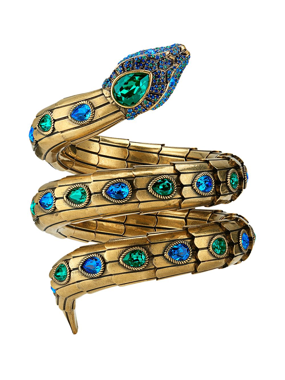 фото Gucci спиральный браслет в форме змеи с кристаллами