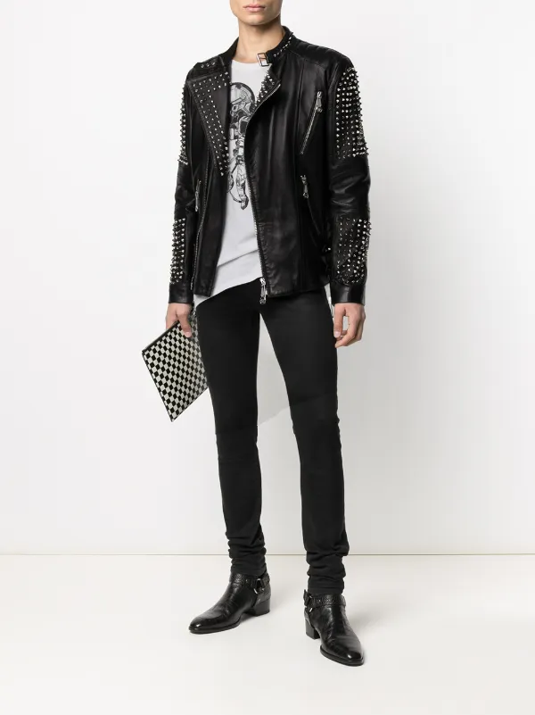 Chaqueta biker con cremallera Philipp Plein por 3,998€ - Compra online AW21  - Devolución gratuita y pago seguro