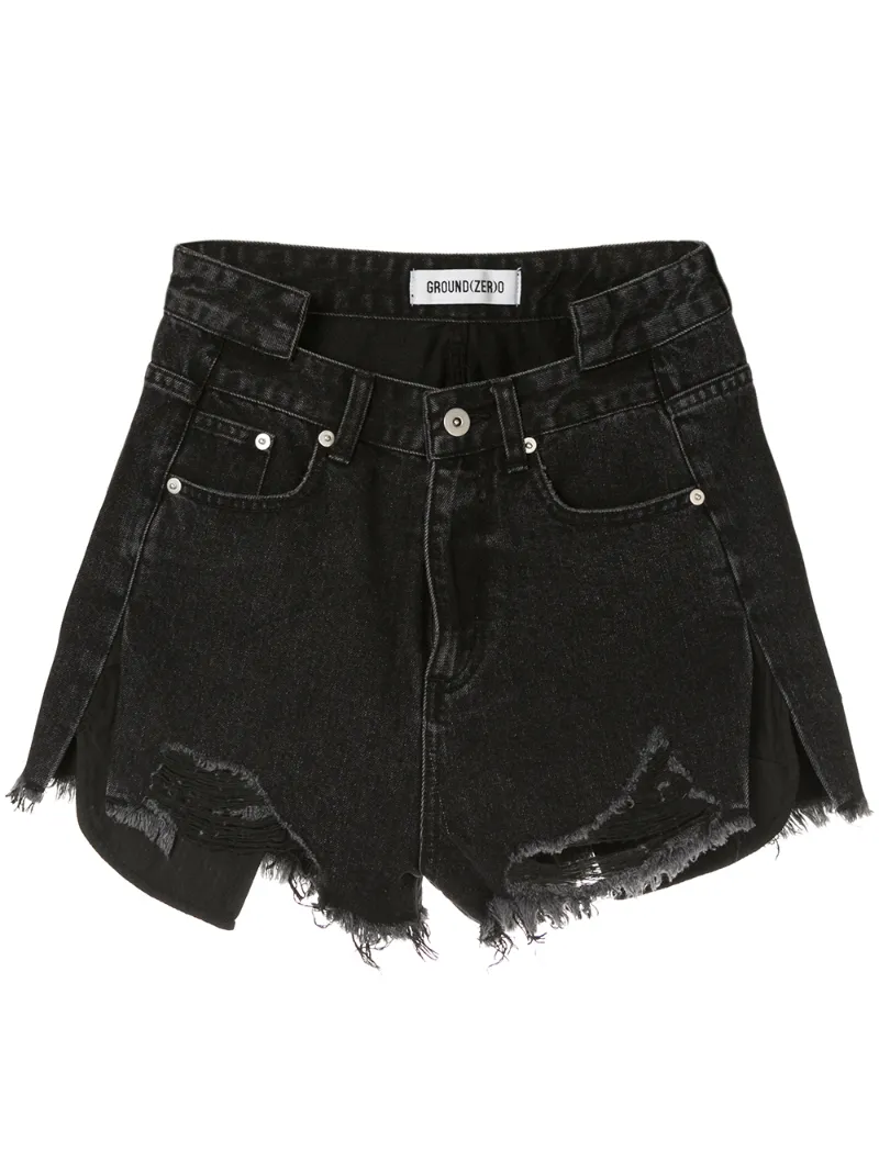 Ground Zero frayed denim shorts