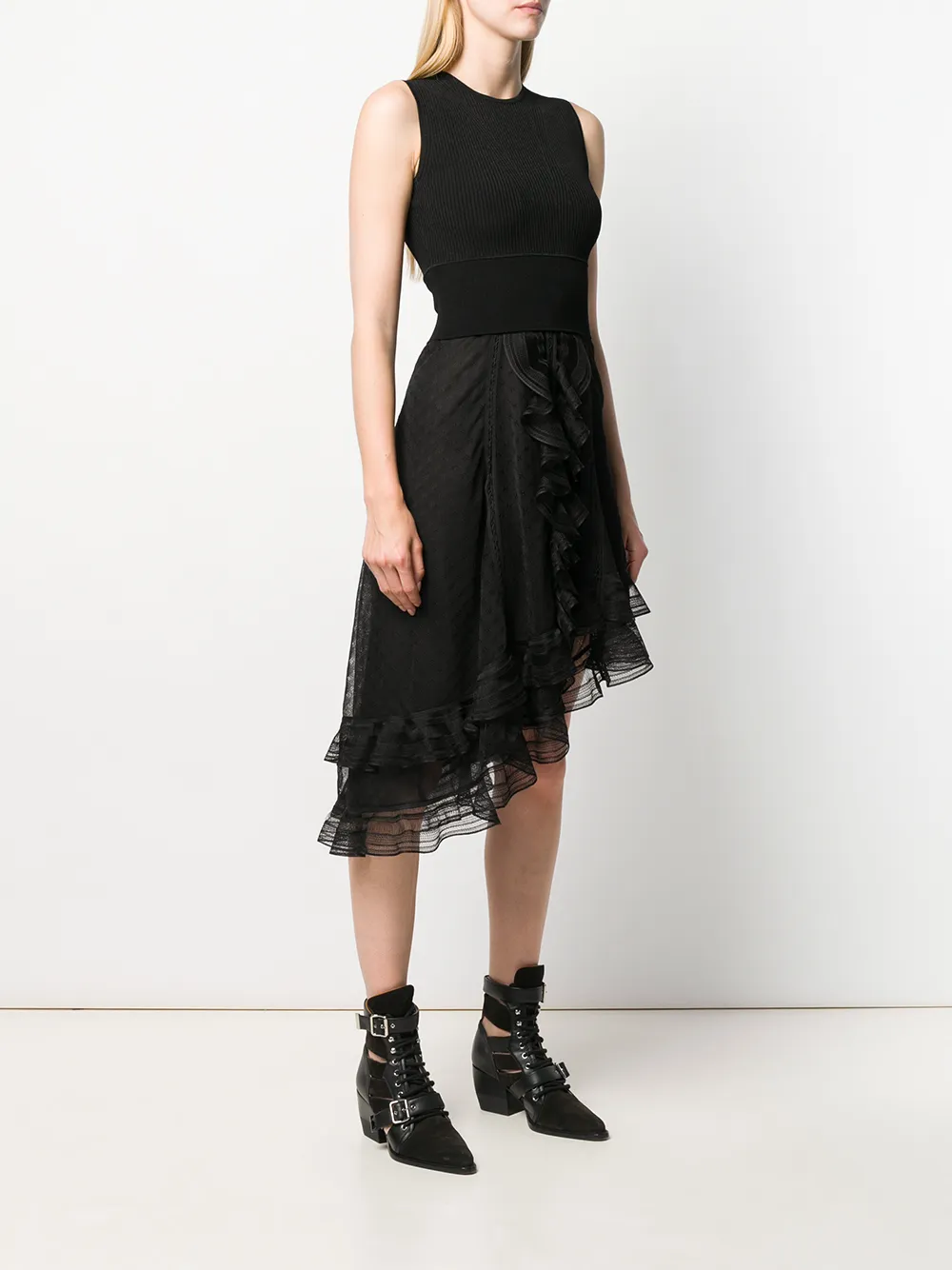  Alexander Mcqueen Drapiertes Strickkleid   Schwarz 