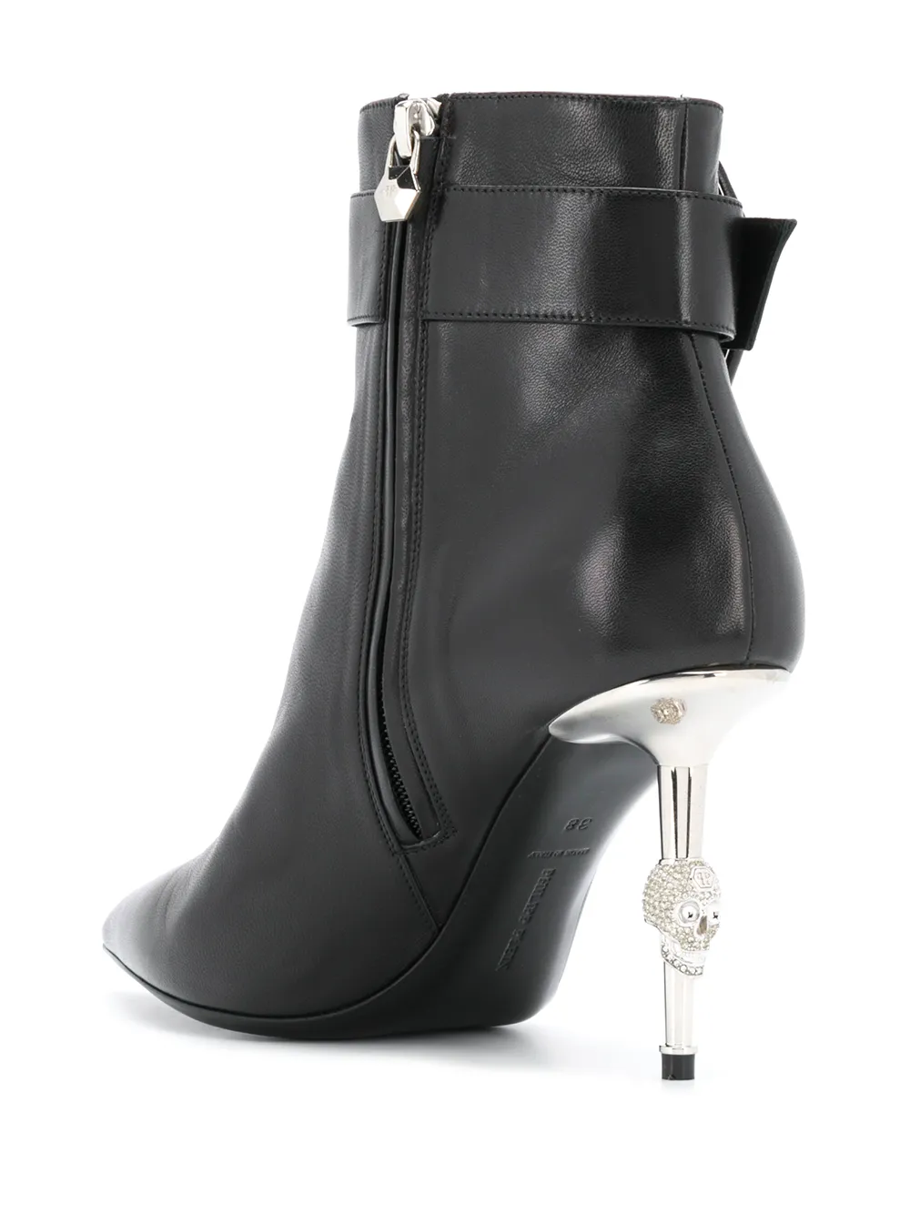 Philipp Plein Enkellaarzen met statement hak Zwart