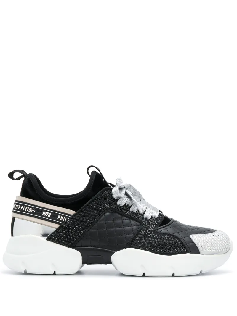 Click to view more detailed imagery on our partner's website Philipp Plein Crystal Embellished Running Sneakers In Black