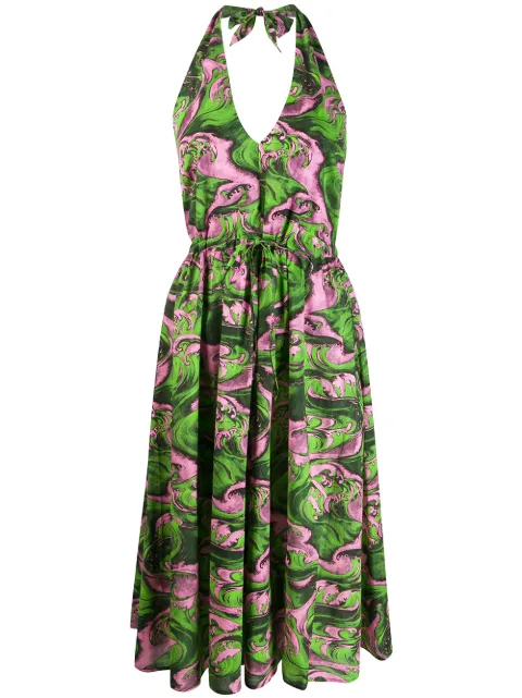 McQ Swallow Neckholder-Kleid mit Print