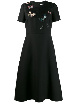 embroidered crepe couture dress