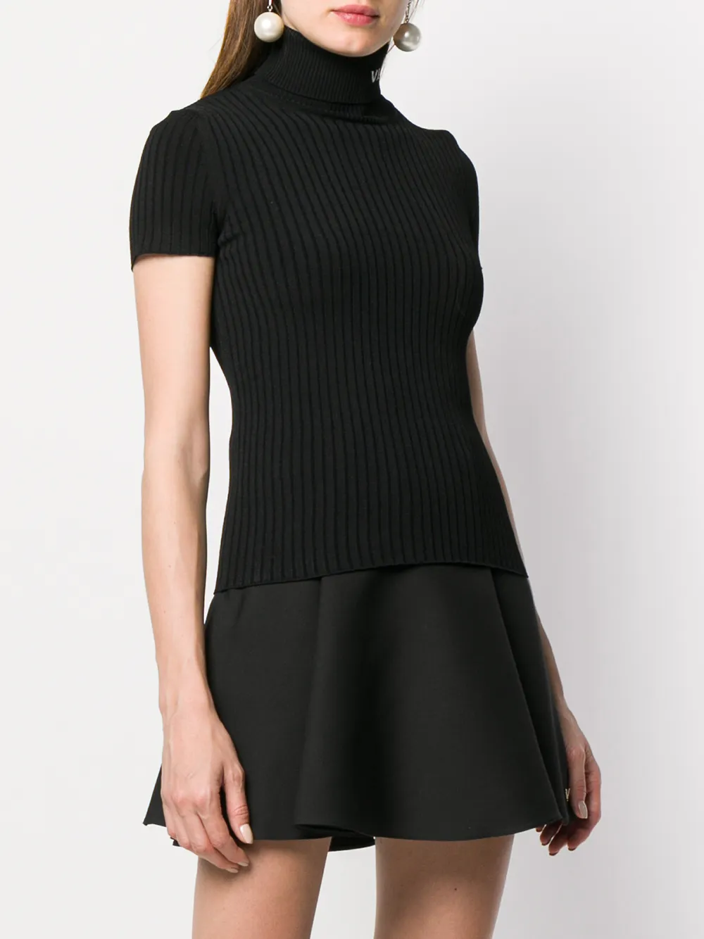Valentino Garavani Geribbelde polo top Zwart