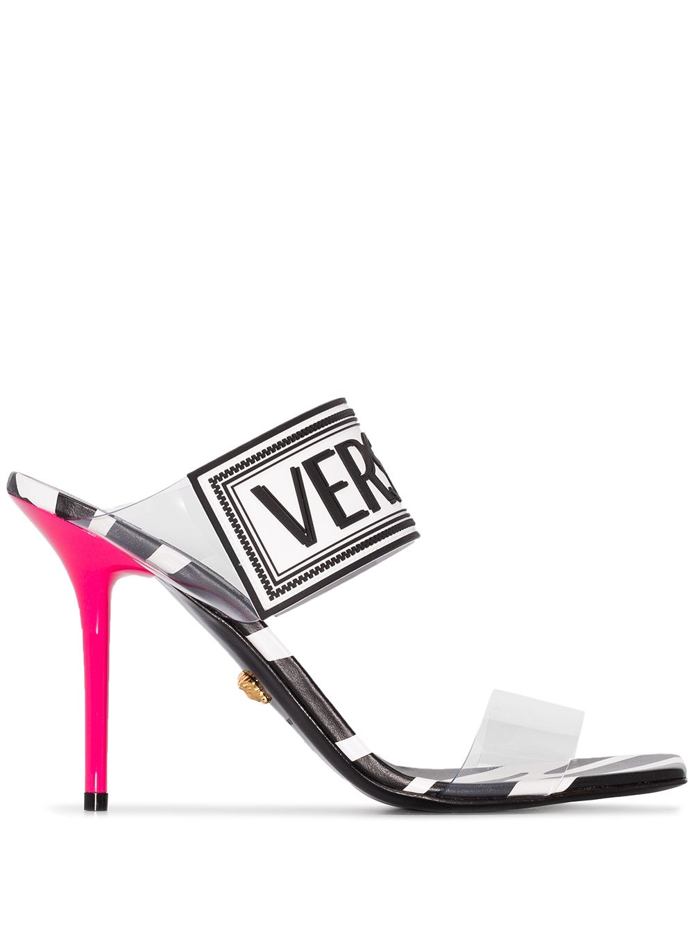 фото Versace босоножки из ПВХ с логотипом и зебовым узором