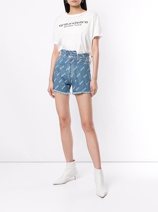 asymmetric denim shorts展示图