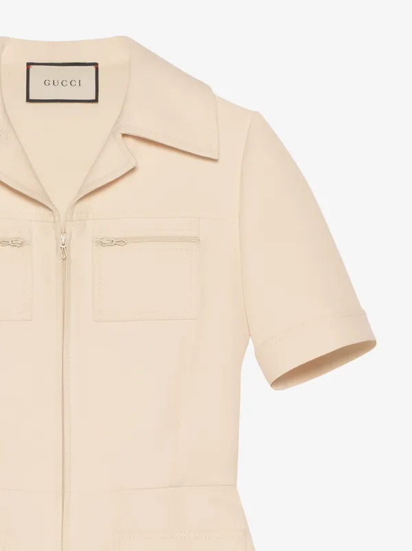 gucci wool silk belted jumpsuit