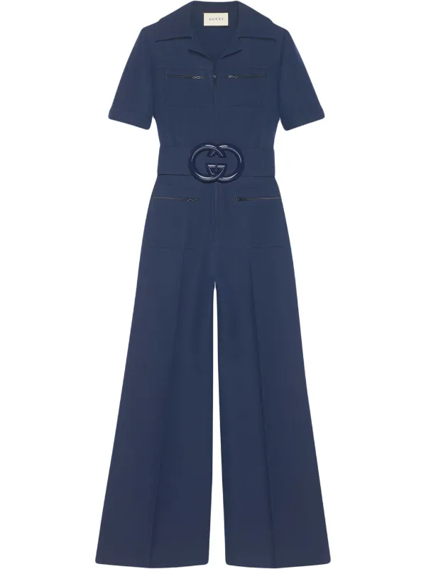 blue belted jumpsuit