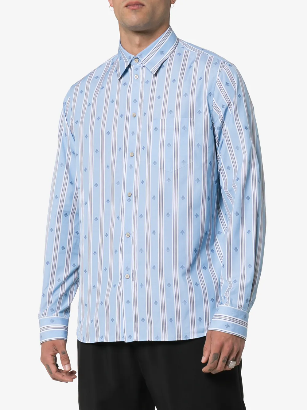 GUCCI GUCCI BEE STRIPE FIL COUPÉ COTTON SHIRT,568356ZABOB14020966