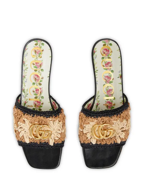raffia gucci slides
