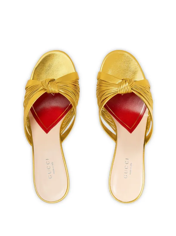 gucci gold flip flops