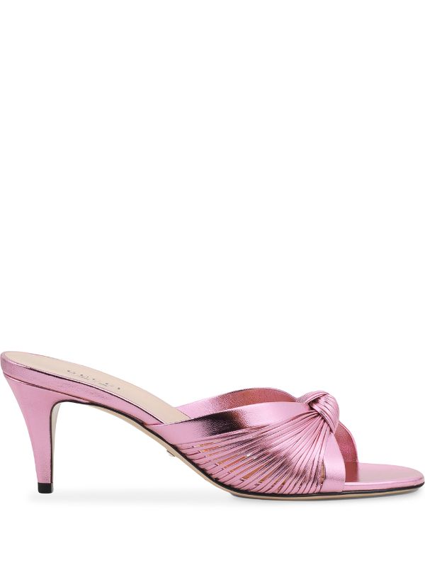 pink metallic sandal heels