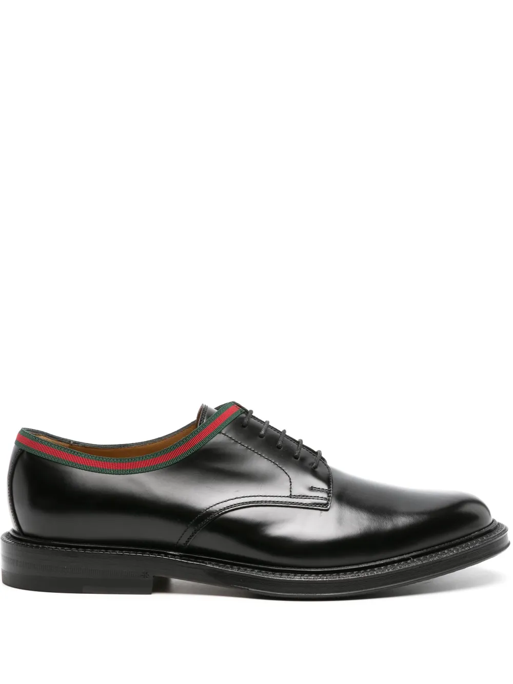 Gucci Web-trim Leather Derby Shoes - Farfetch